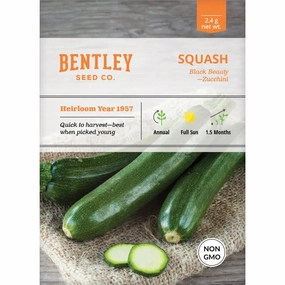 Squash, Black Beauty Zucchini Seed Packet floating plant shelf  