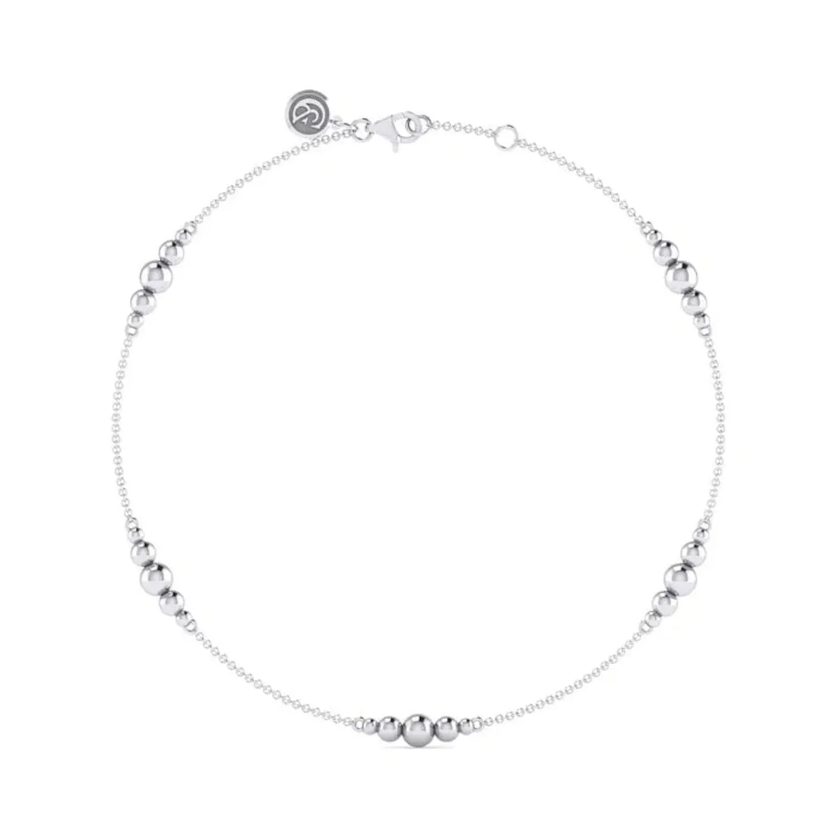 SS 10" Beaded Station Ankle Bracelet