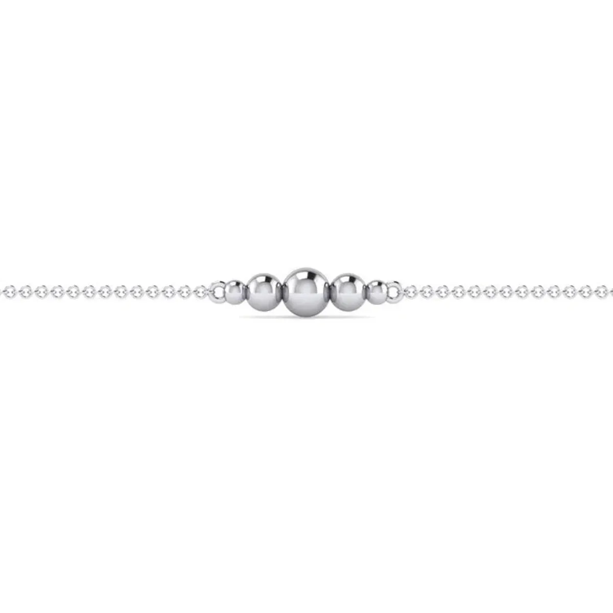 SS 10" Beaded Station Ankle Bracelet