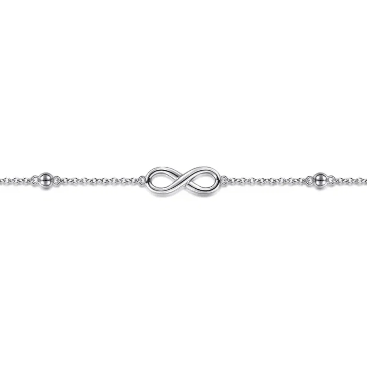 SS 10" Beaded Station Infinity Ankle Bracelet