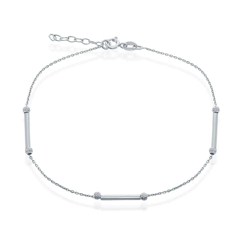 SS 10" Diamond Cut Beads with Rods Ankle Bracelet