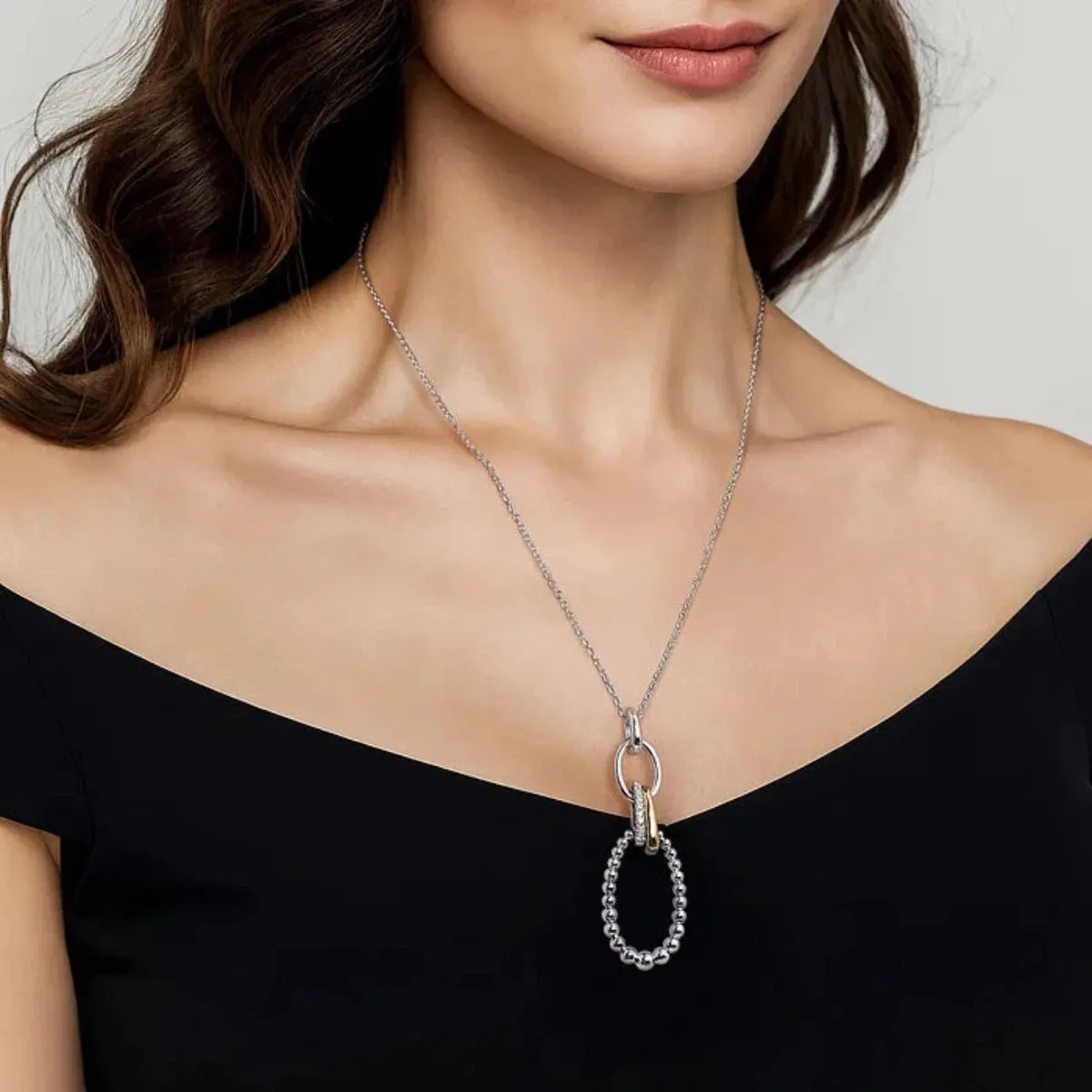 SS 14 0.26ctw White Sapphire Beaded Link Pendant