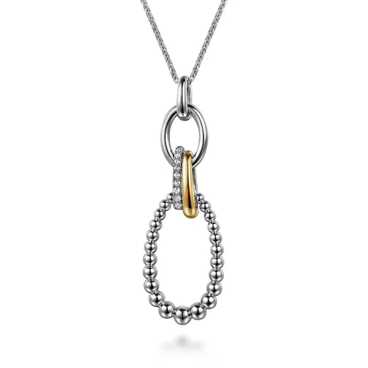 SS 14 0.26ctw White Sapphire Beaded Link Pendant