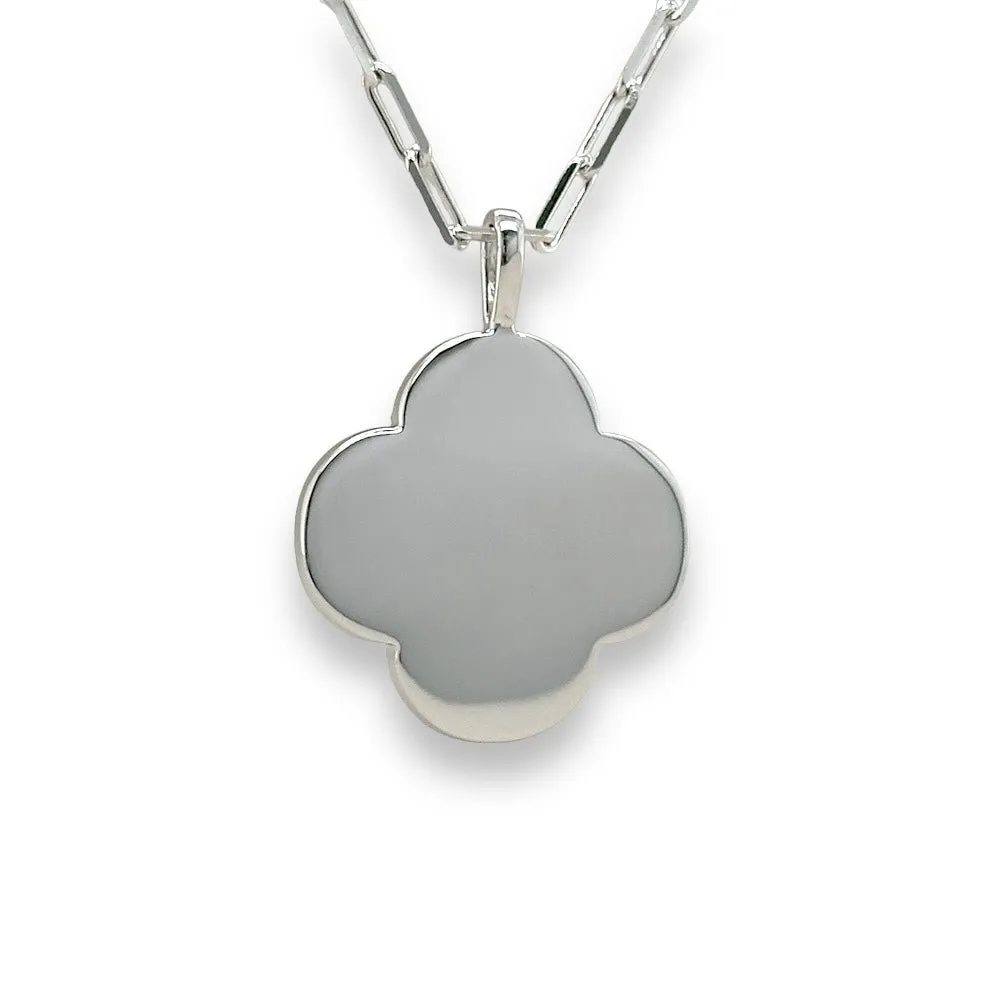 SS 19" CZ MOP Clover Necklace