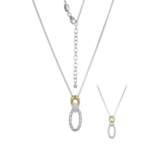 SS 19" Two-Tone CZ Oval Drop Pendant