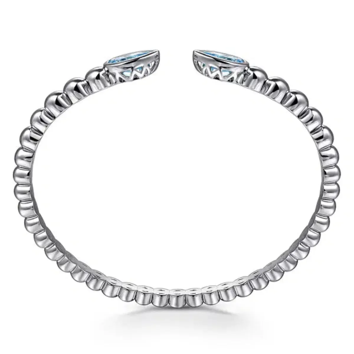 SS 3.07ctw Blue Topaz Beaded Bangle Bracelet