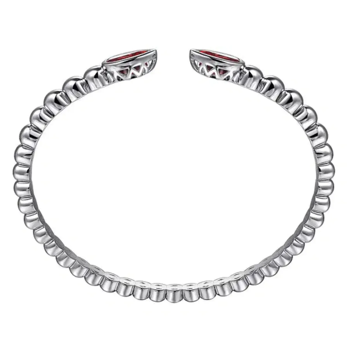 SS 3.43ctw Garnet Beaded Bangle Bracelet