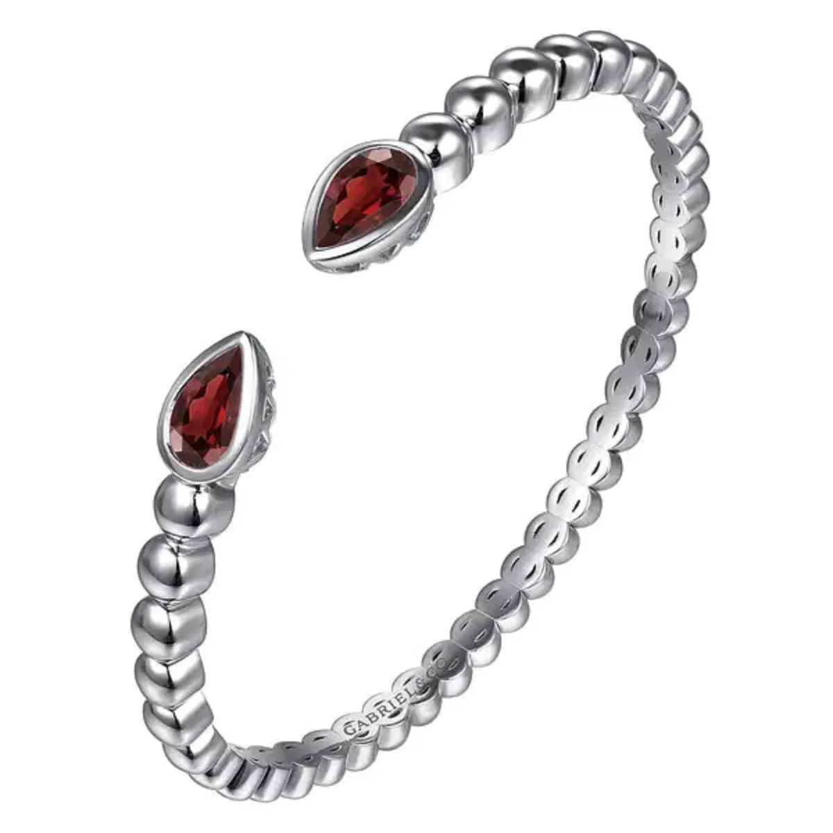 SS 3.43ctw Garnet Beaded Bangle Bracelet