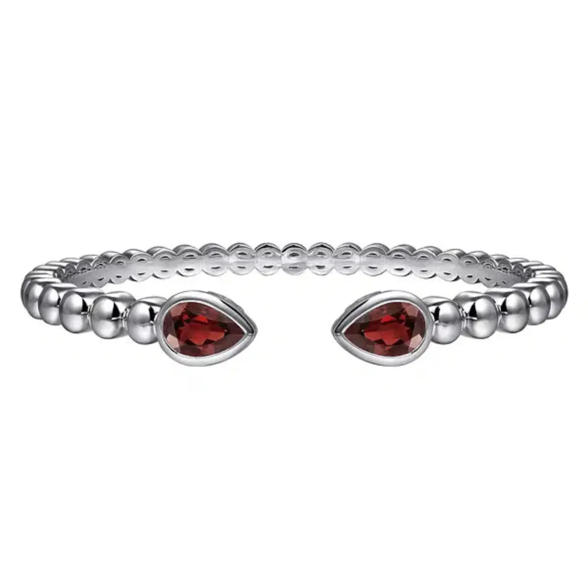 SS 3.43ctw Garnet Beaded Bangle Bracelet