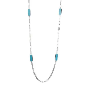 SS 36" Lab-Created Turquoise Paperclip Chain