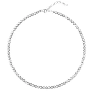 SS 5mm 14" 2" Beaded Necklace