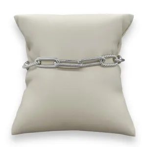 SS 7.5" Large Paperclip Link Bracelet with Beaded Links
