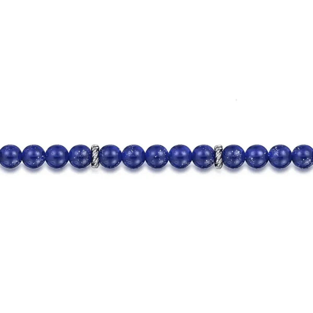 SS 8.5" 6mm Lapis Beaded Bracelet