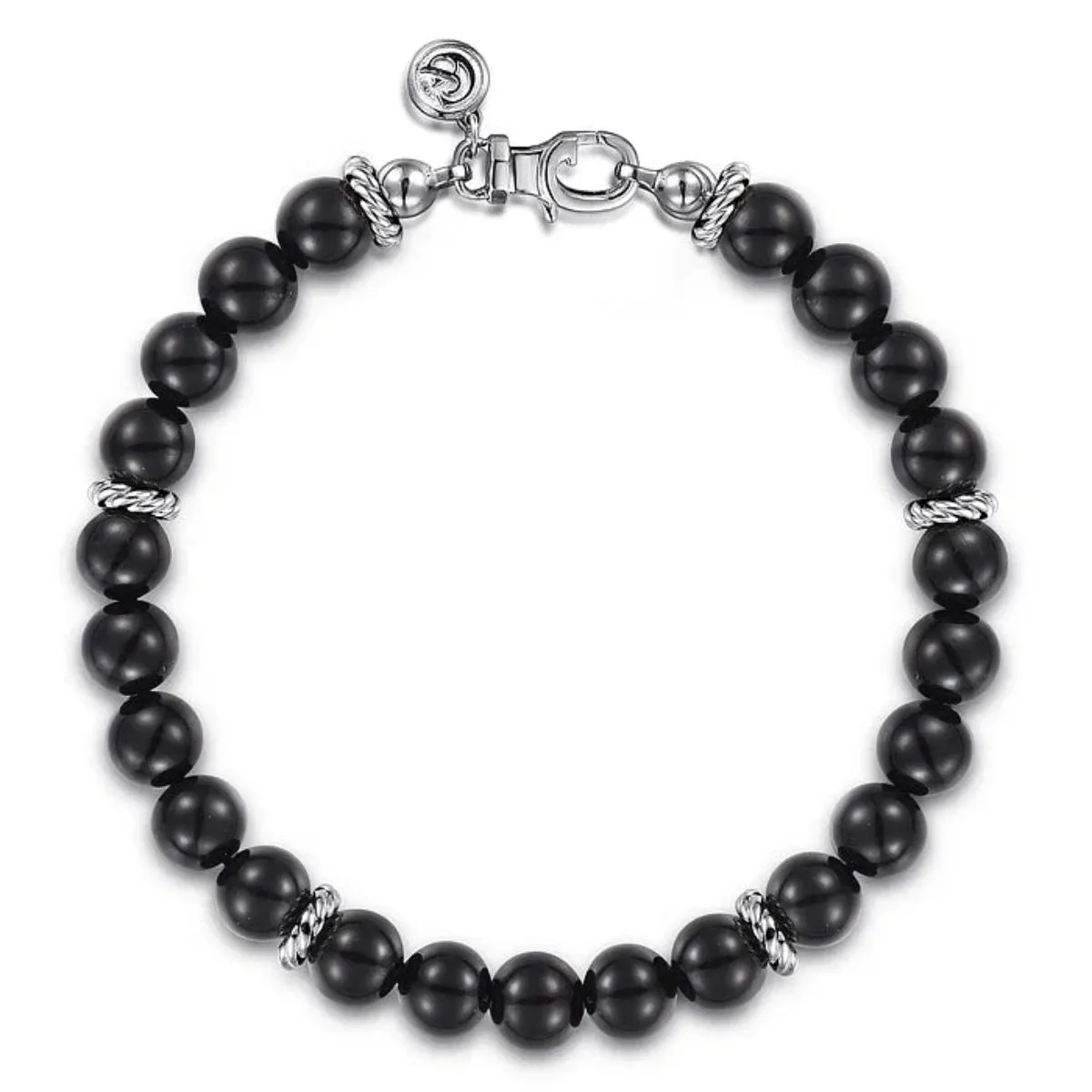 SS 8.5" 8mm Onyx Beaded Bracelet