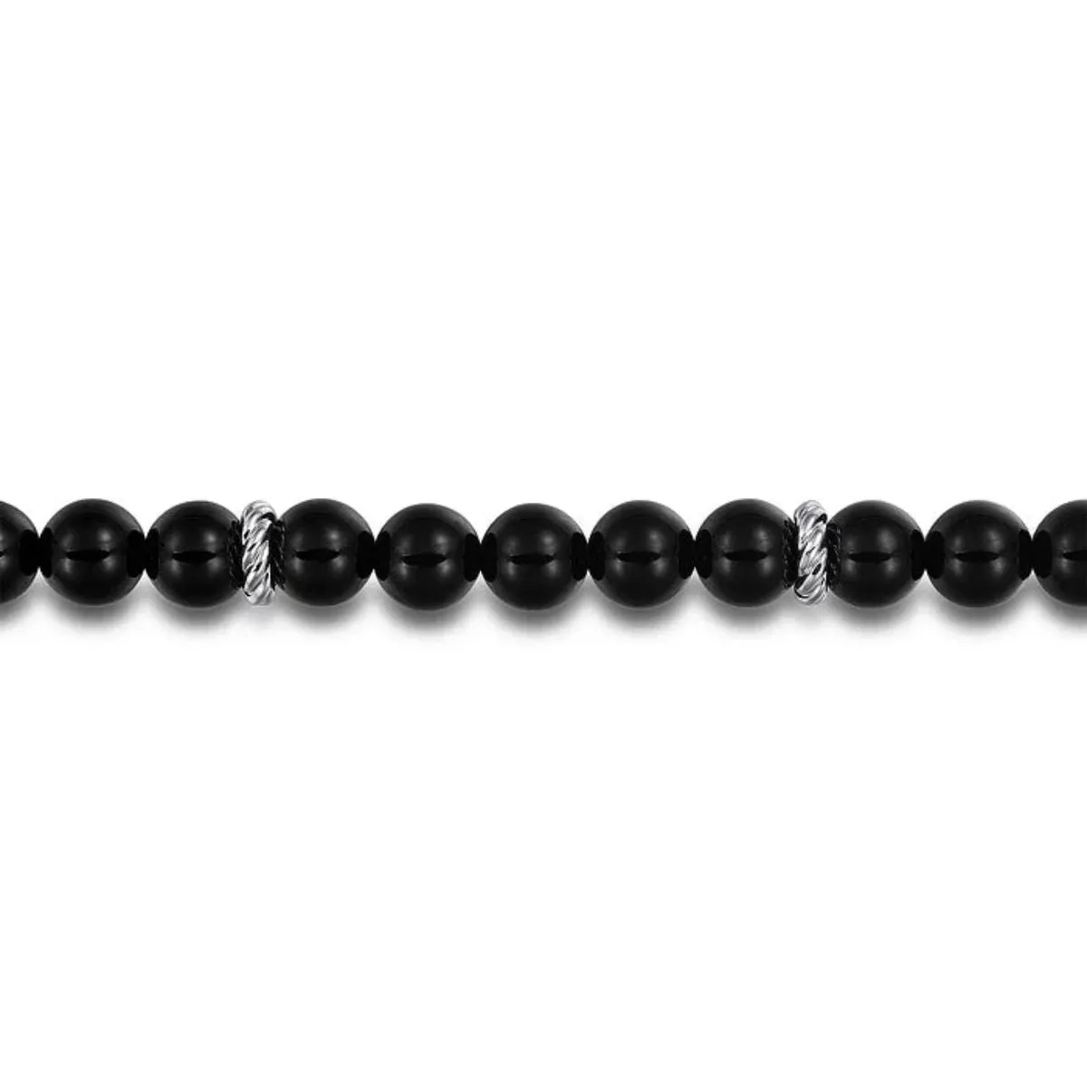 SS 8.5" 8mm Onyx Beaded Bracelet