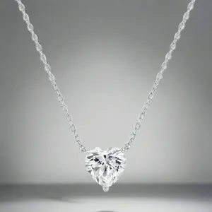 SS 8MM CZ Heart Necklace