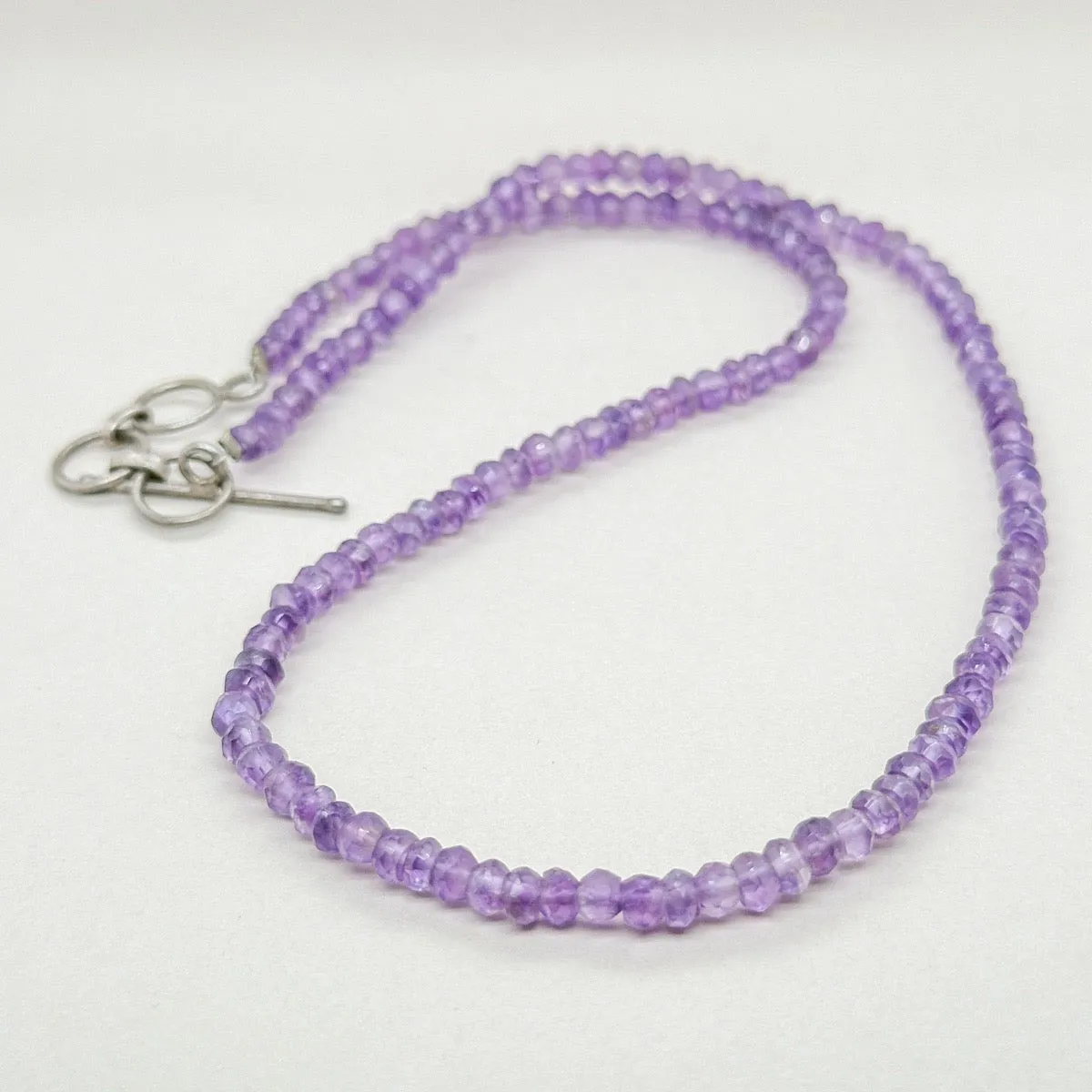 SS Amethyst Beaded 18 Necklace