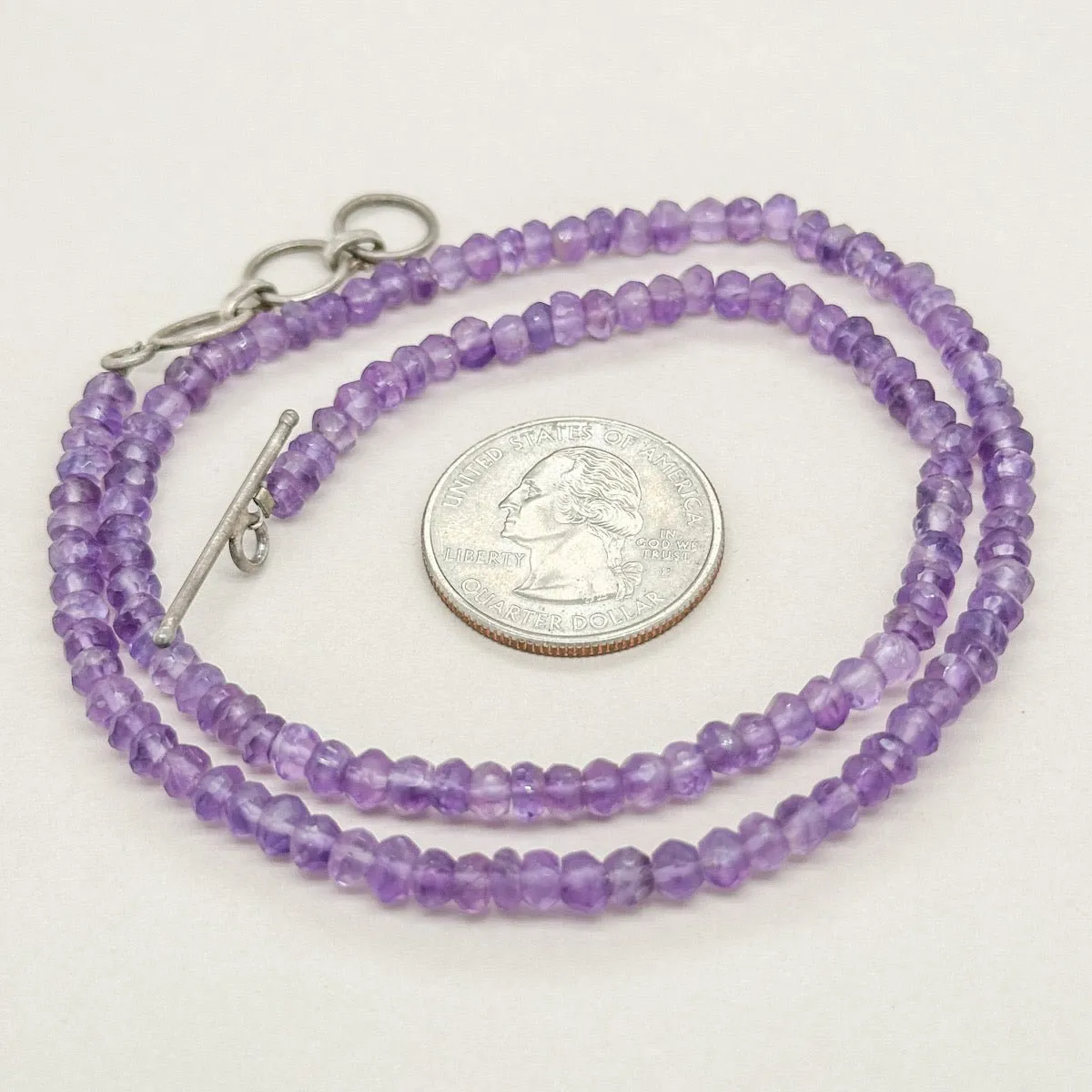 SS Amethyst Beaded 18 Necklace