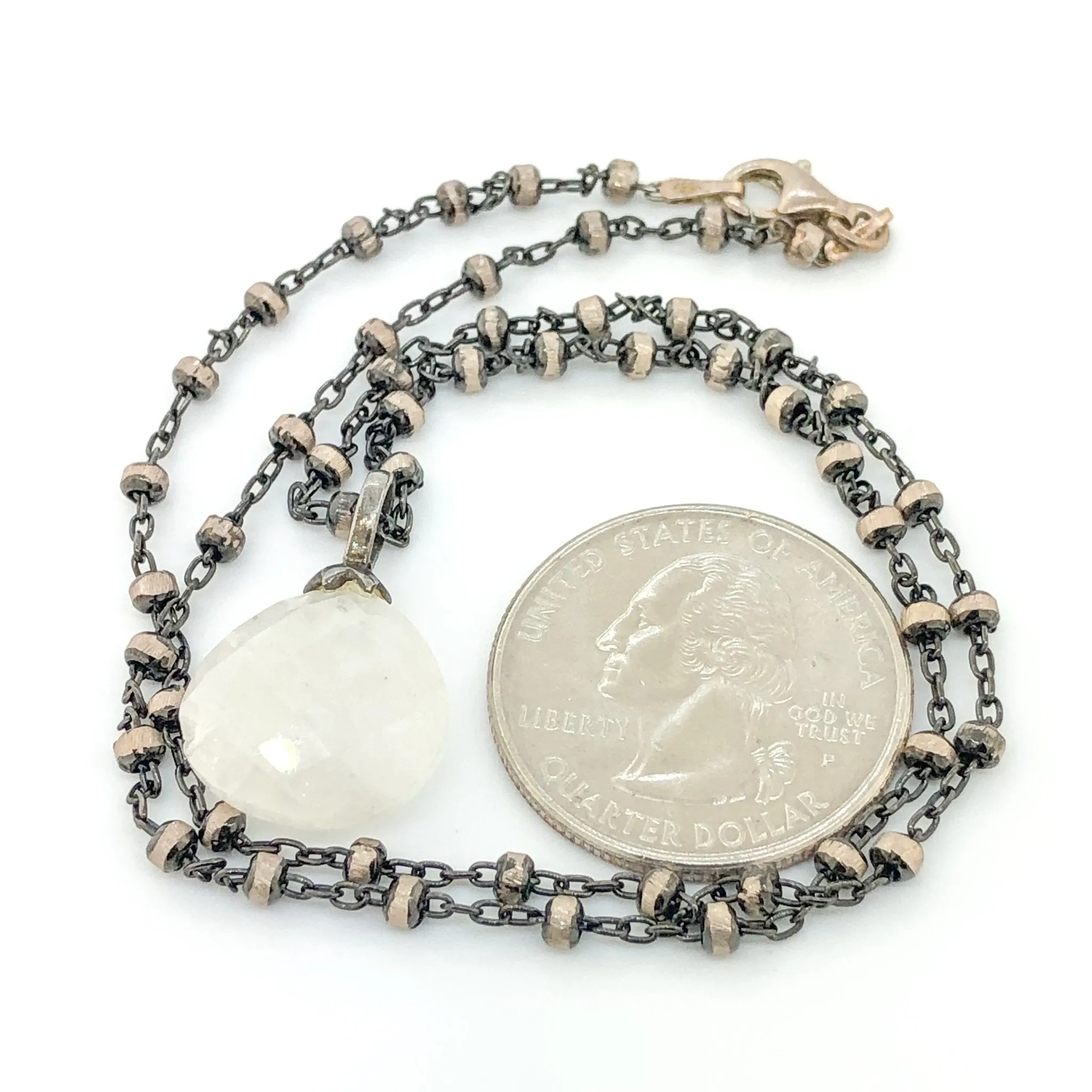 SS Black Plated Briolette Moonstone Necklace