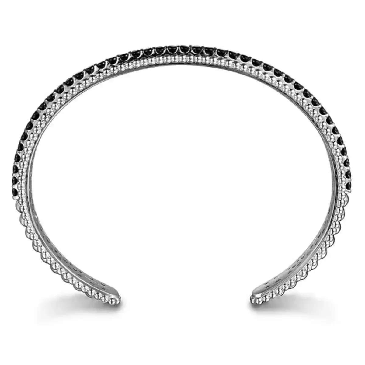 SS Black Spinel Beaded Cuff Bracelet