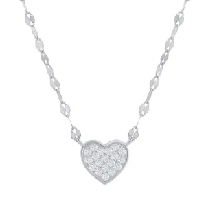 SS CZ Heart Choker with 17" Mirror Chain