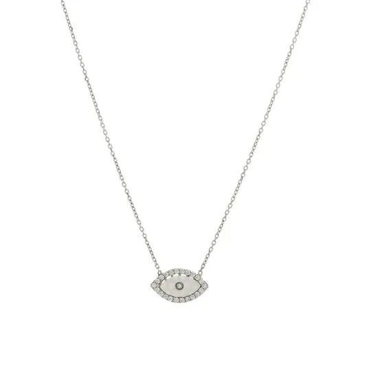 SS CZ MOP Guardian Eye Pendant
