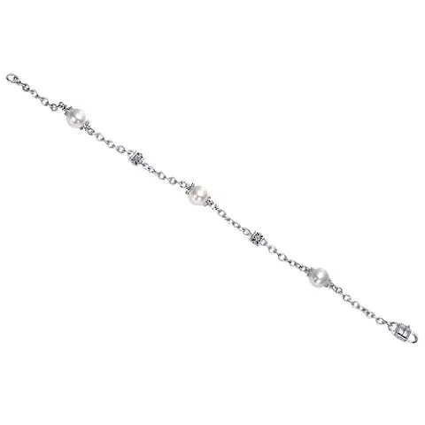 SS Filigree and 8mm Pearl Station Bracelet