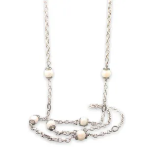 SS Freshwater Pearl & CZ 46 Necklace