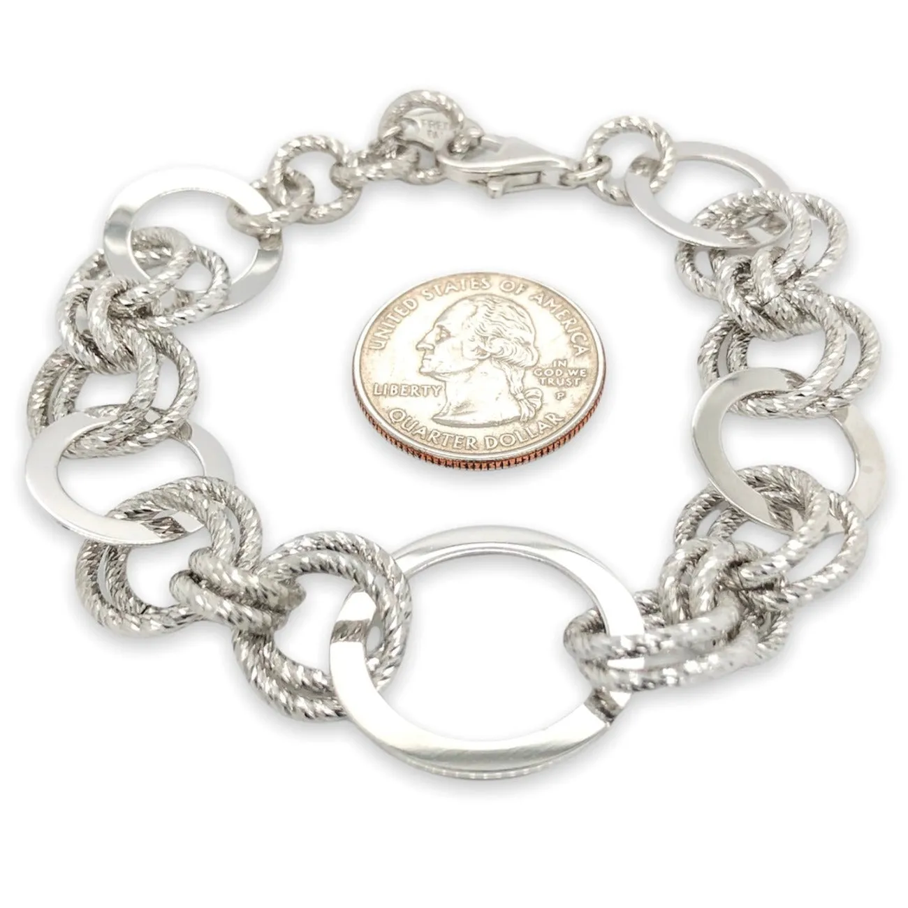 SS Graduated Dia Cut Circle Link Bracelet