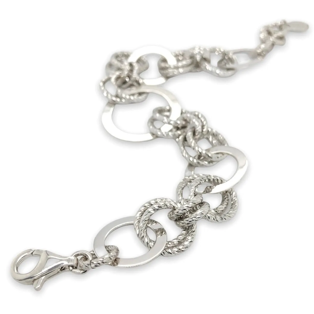 SS Graduated Dia Cut Circle Link Bracelet