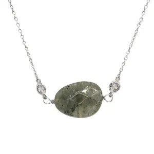 SS Green Labradorite & CZ Necklace