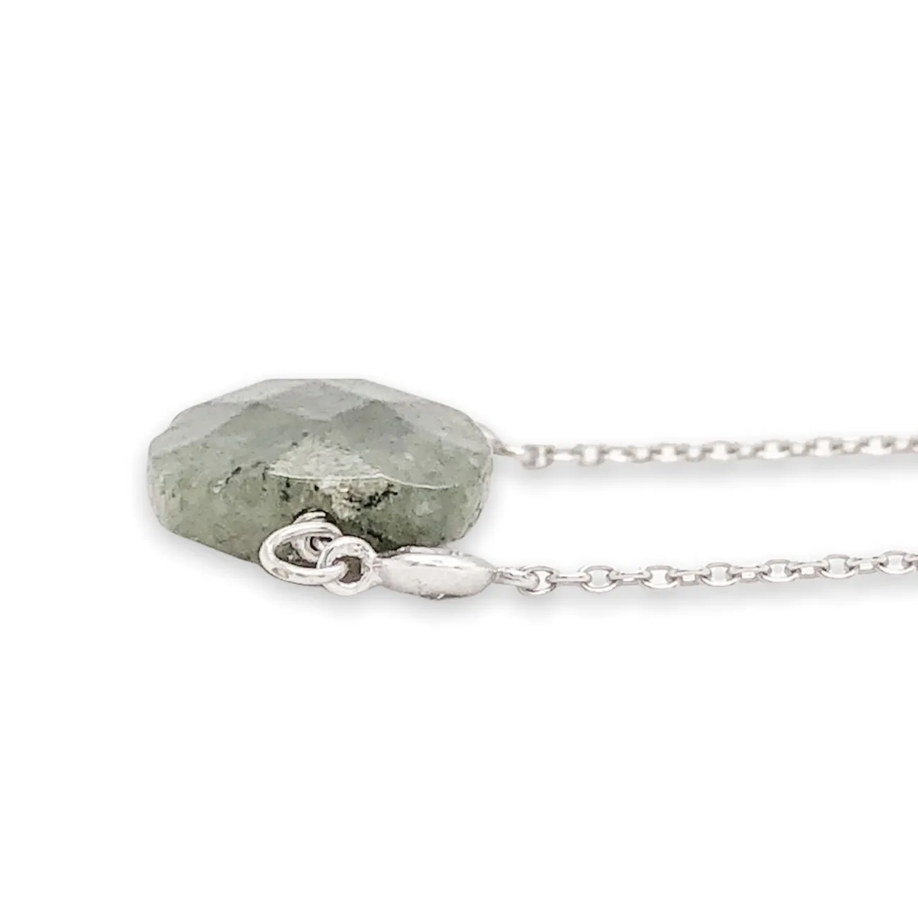SS Green Labradorite & CZ Necklace