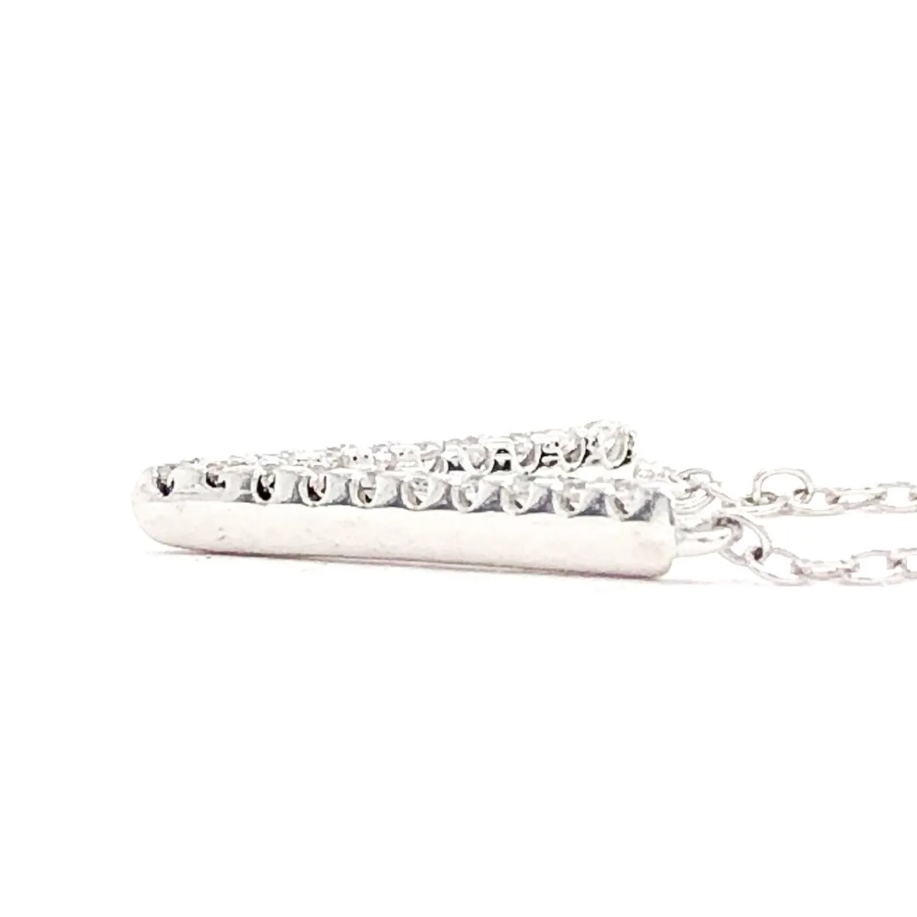 SS Large V Initial CZ Necklace