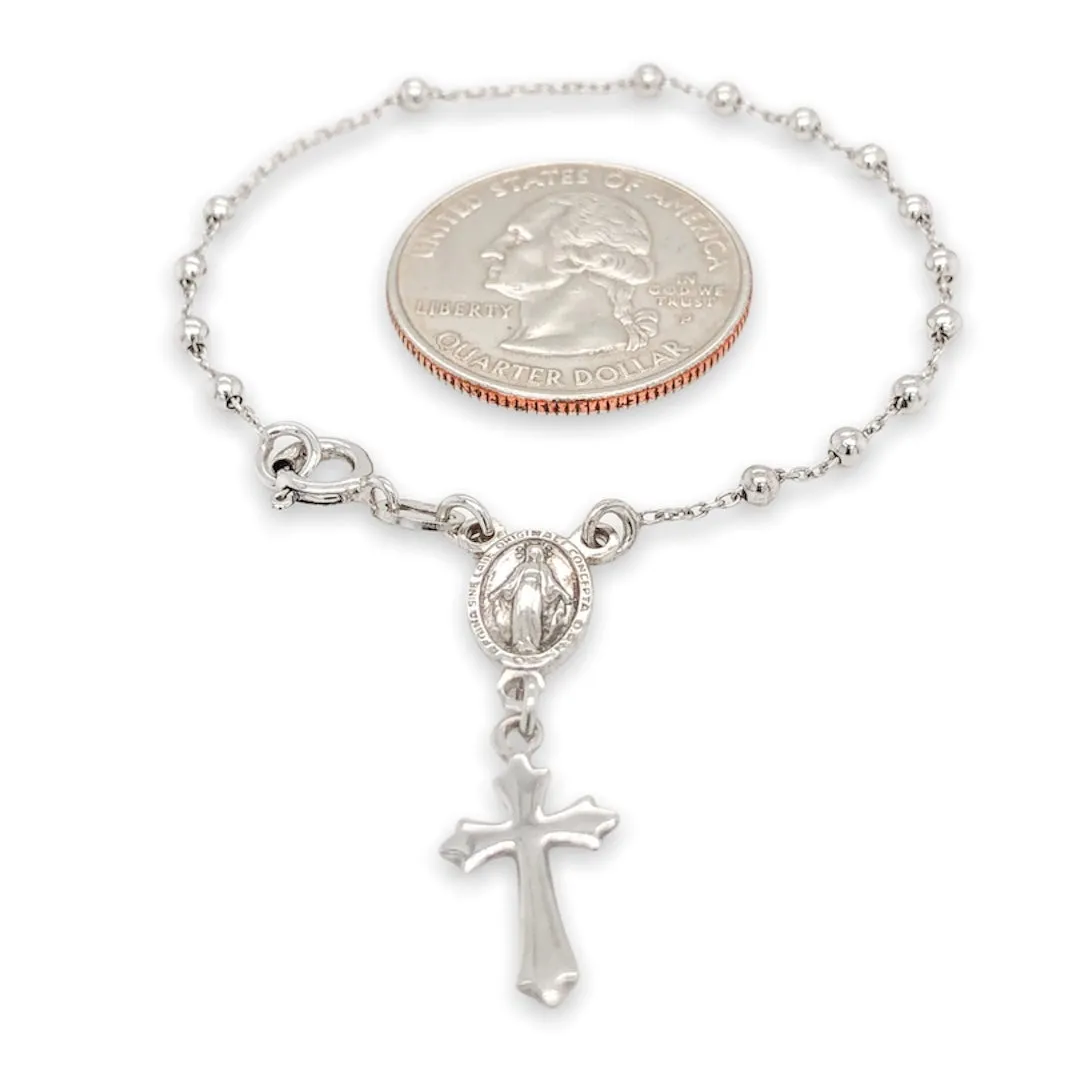 SS Miraculous Medal & Cross Charm Bracelet