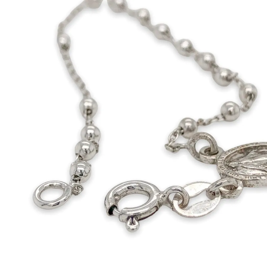 SS Miraculous Medal & Cross Charm Bracelet