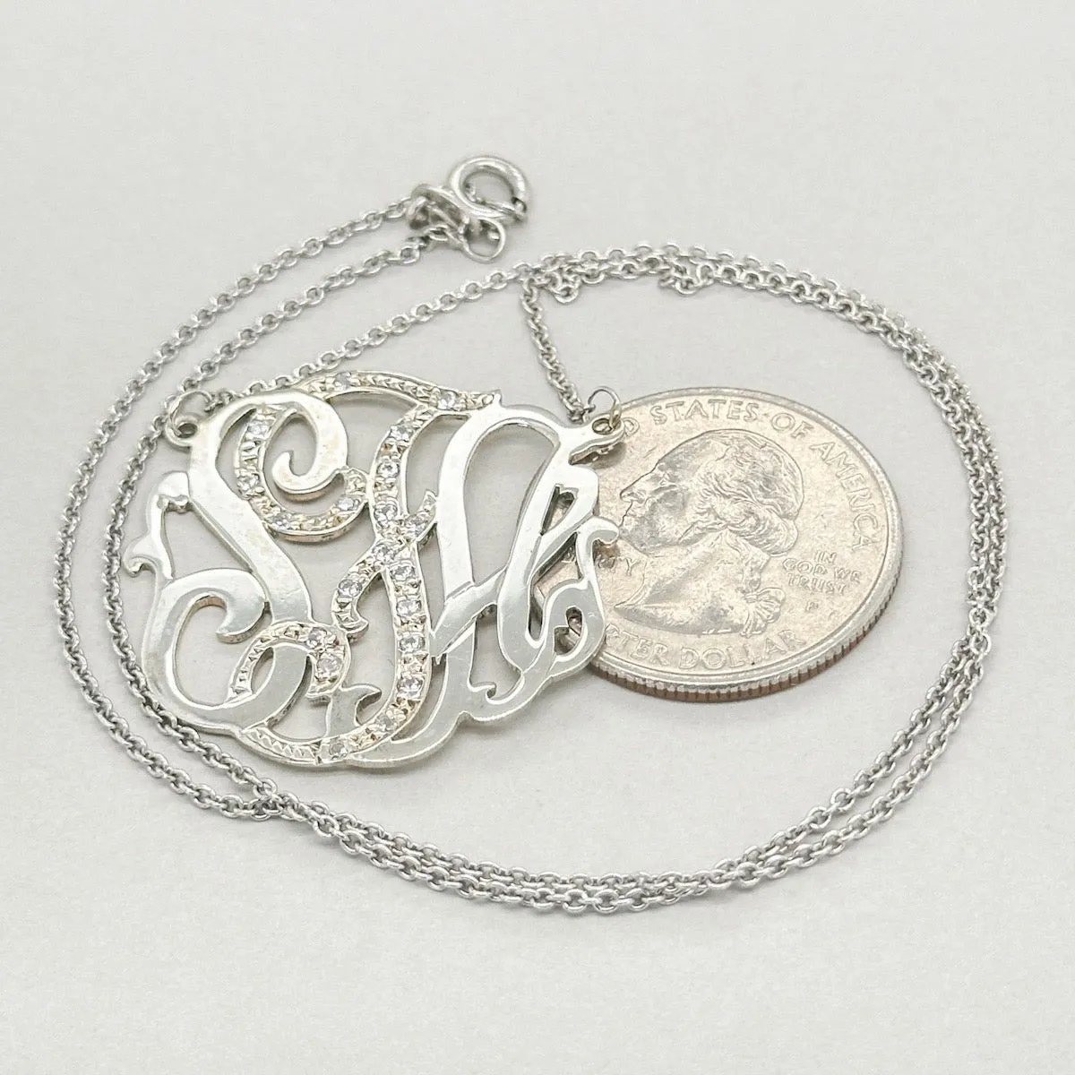 SS Monogram Pendant with CZ