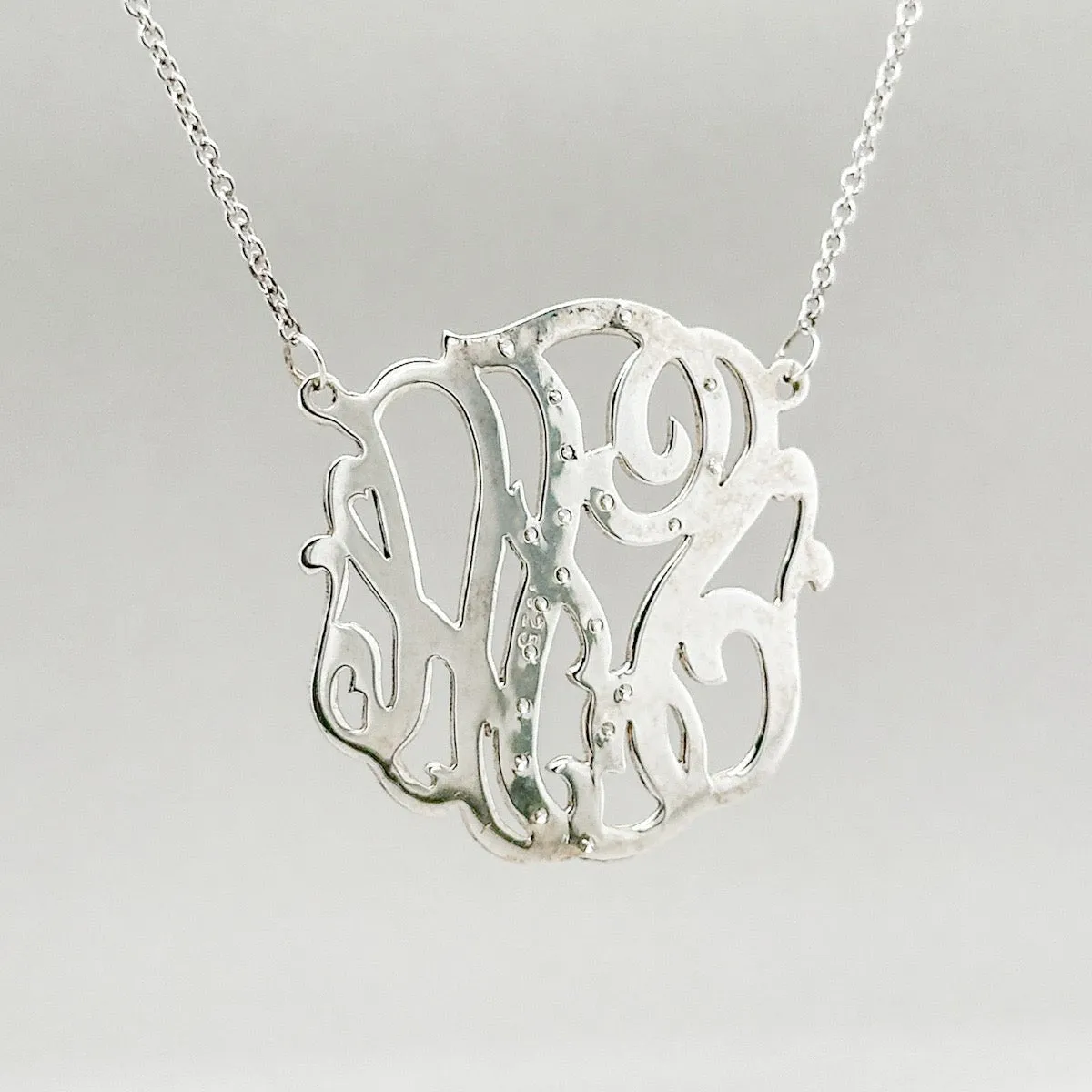 SS Monogram Pendant with CZ