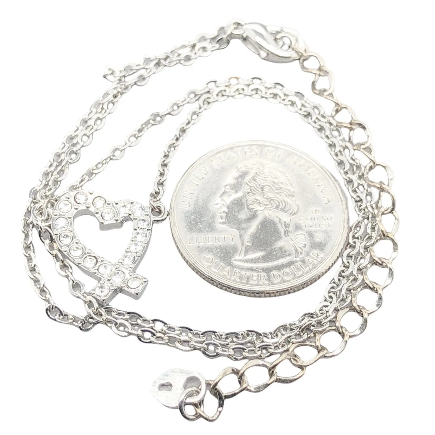 SS Plated CZ Heart Necklace