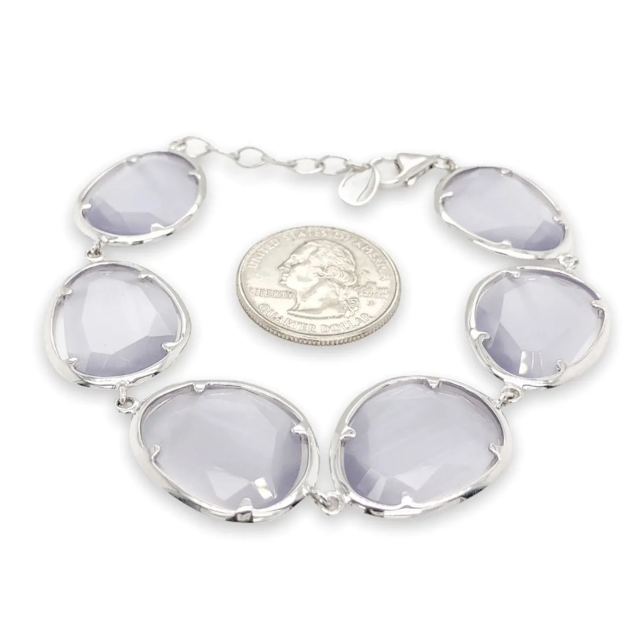 SS Purple faceted Cats Eye Quartz Bracelet