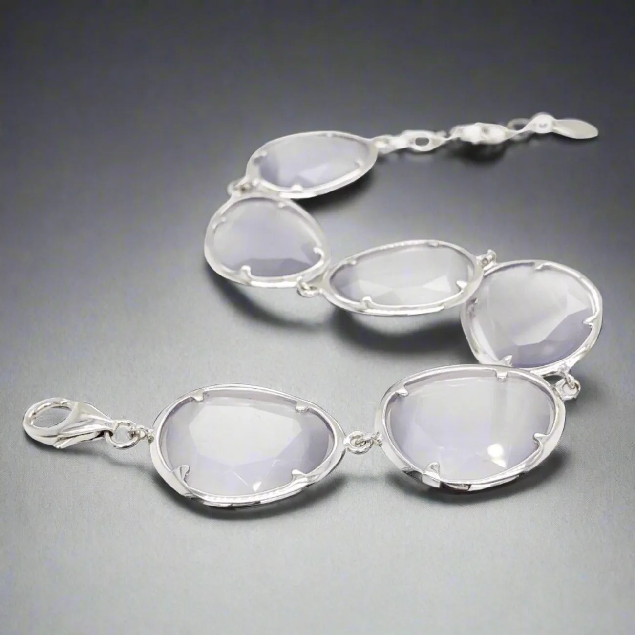 SS Purple faceted Cat??s Eye Quartz Bracelet