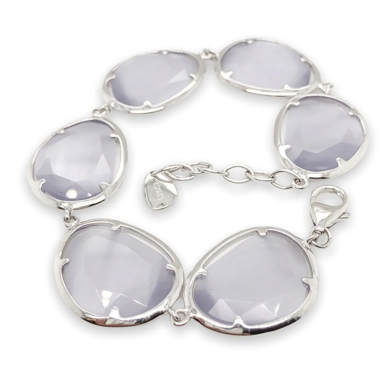 SS Purple faceted Cats Eye Quartz Bracelet