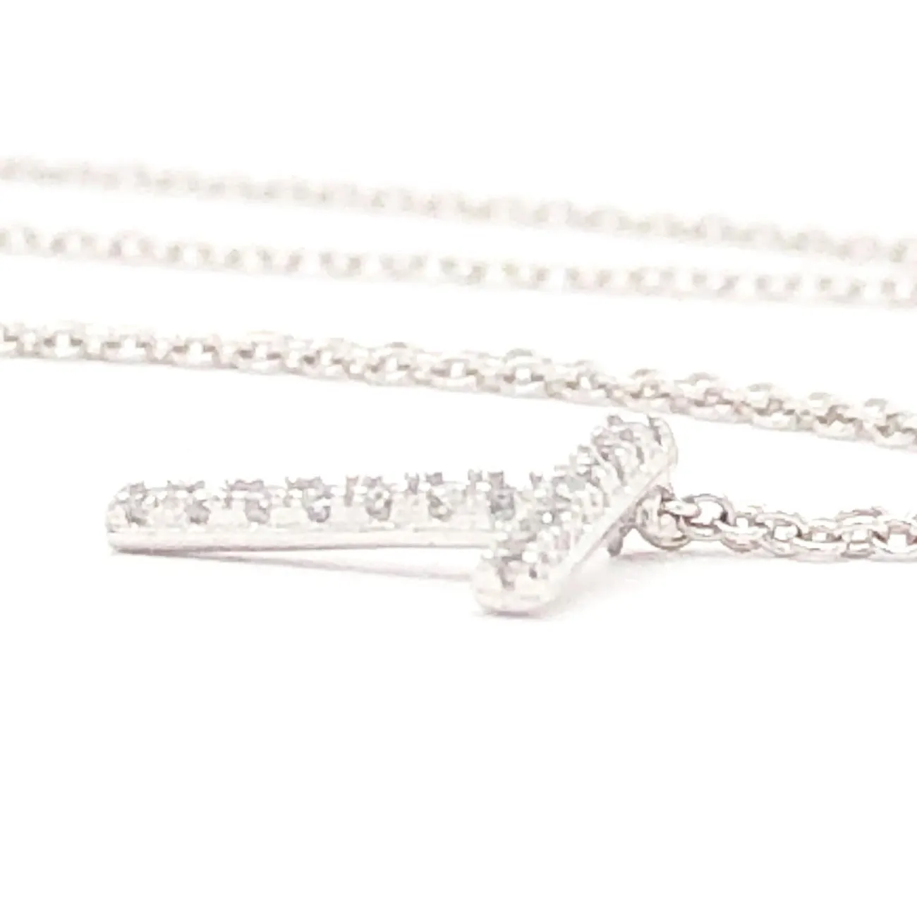 SS "T" Diagonal CZ Necklace with 16" Chain