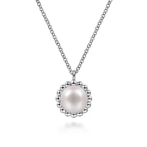 SS Round Pearl Pendant Necklace