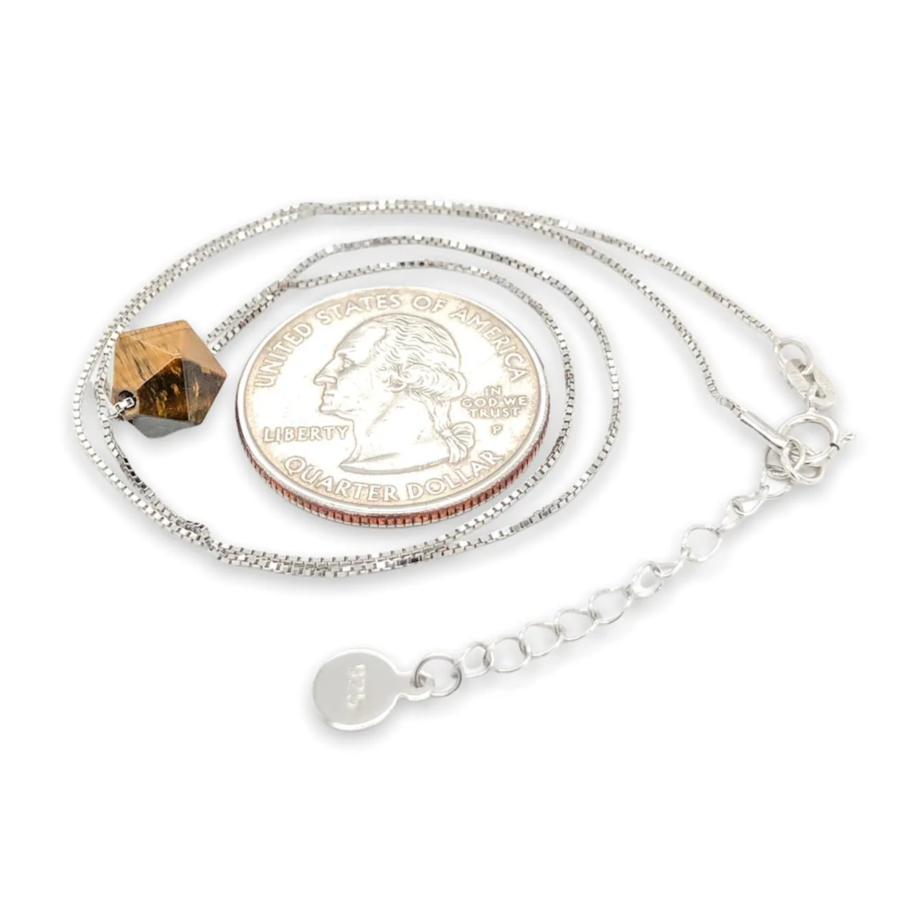 SS Tigers Eye Faceted Bead Necklace