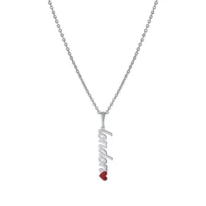 SS Vertical Name Necklaces with Enamel Heart