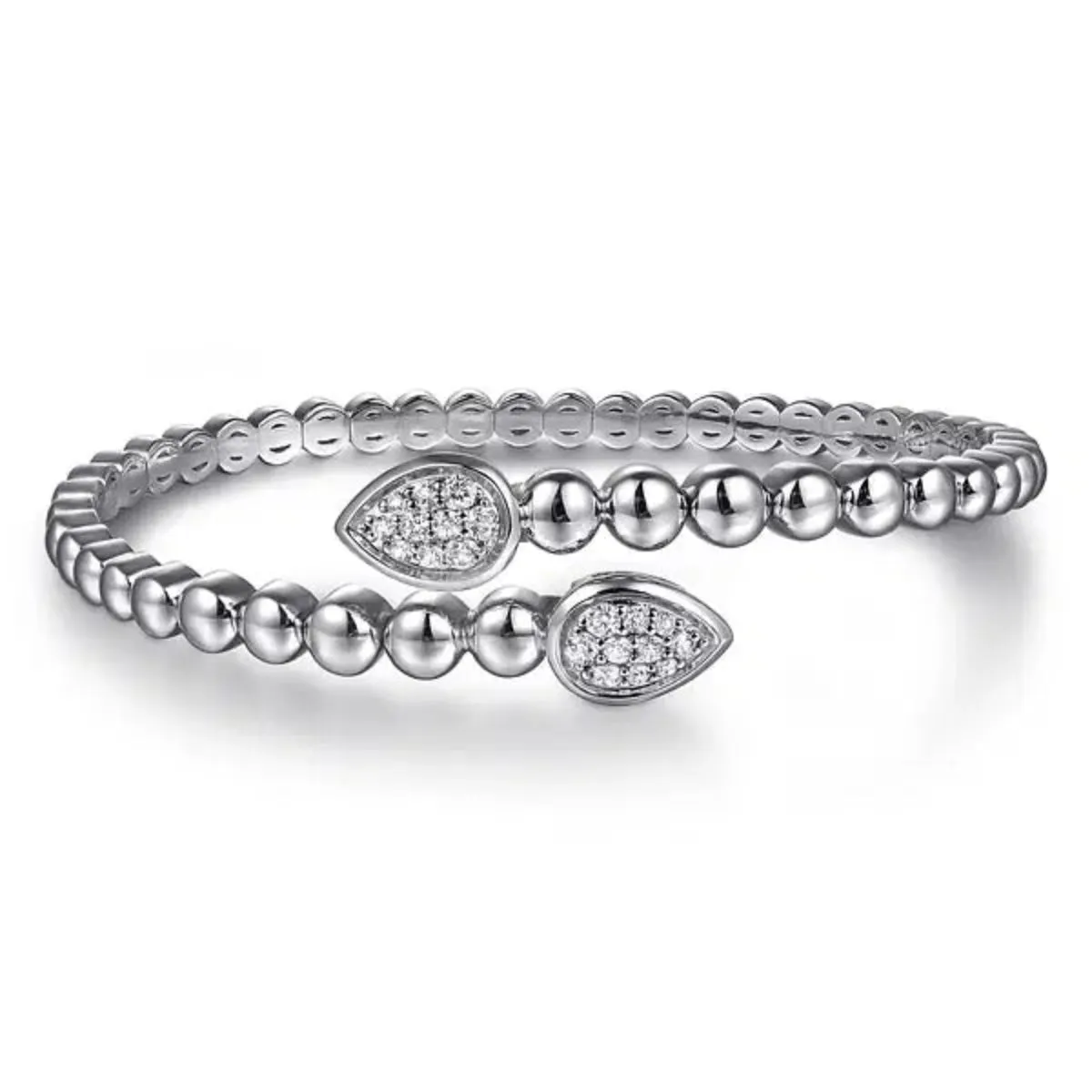 SS White Sapphire Bypass Bangle Bracelet