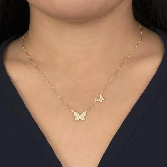 SS YGP CZ Double Butterfly Necklace