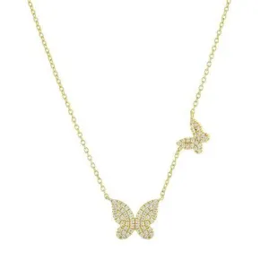 SS YGP CZ Double Butterfly Necklace