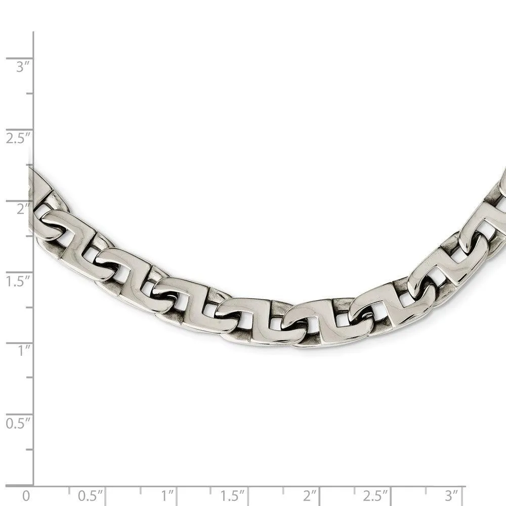 Stainless Steel Polished Fancy Squares Link Necklace