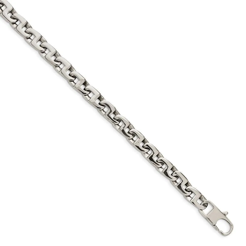 Stainless Steel Polished Fancy Squares Link Necklace